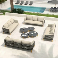 MOBELLIA Salon de jardin aluminium 12 places 8 pcs Monte Carlo Gris anthracite et taupe Anthracite - Taupe New
