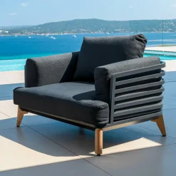 MOBELLIA Salon de jardin aluminium 2 places 3 pcs Monte Carlo Gris Anthracite Outlet