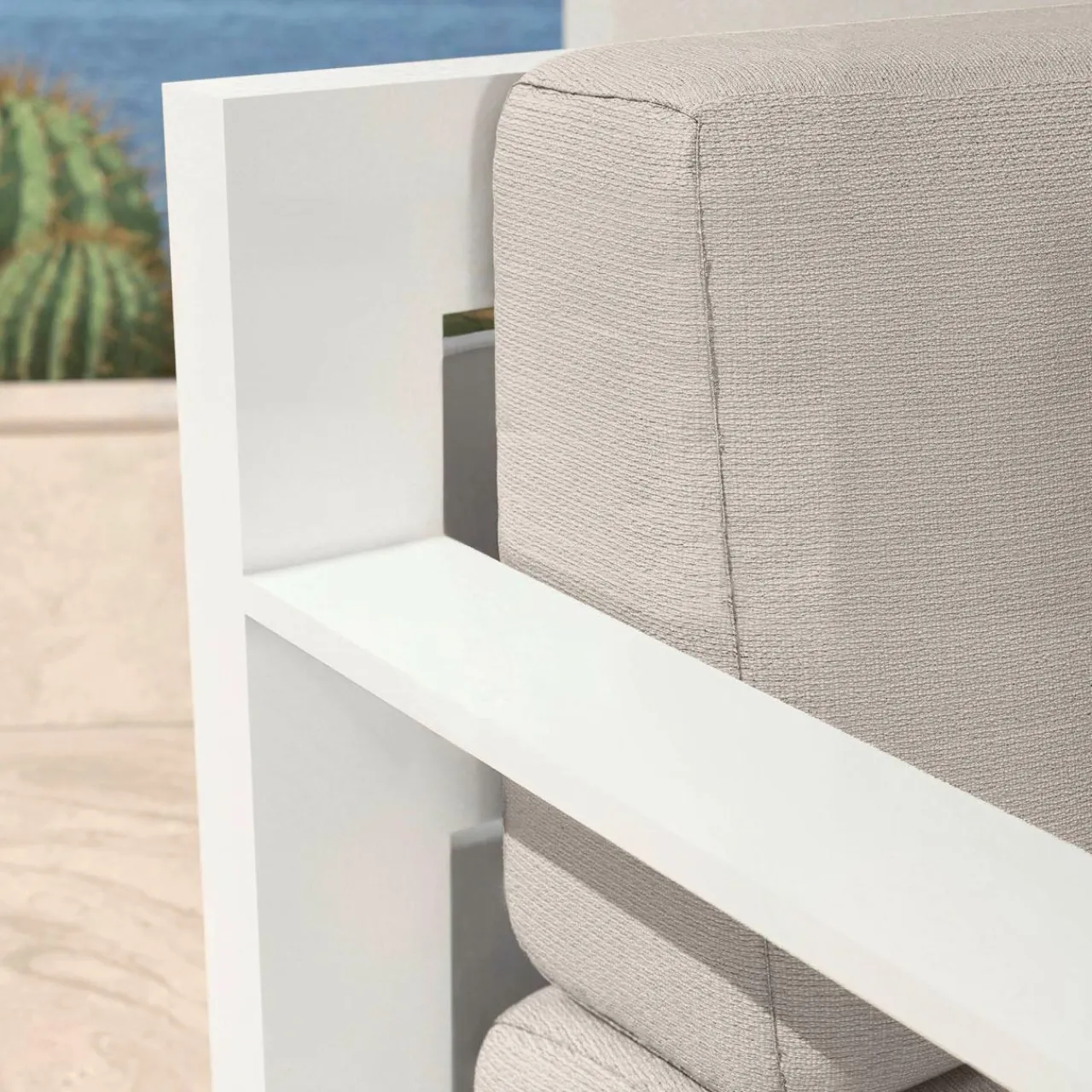 MOBELLIA Salon de jardin aluminium 4 places 4 pcs Elba Blanc et taupe Blanc - Taupe New