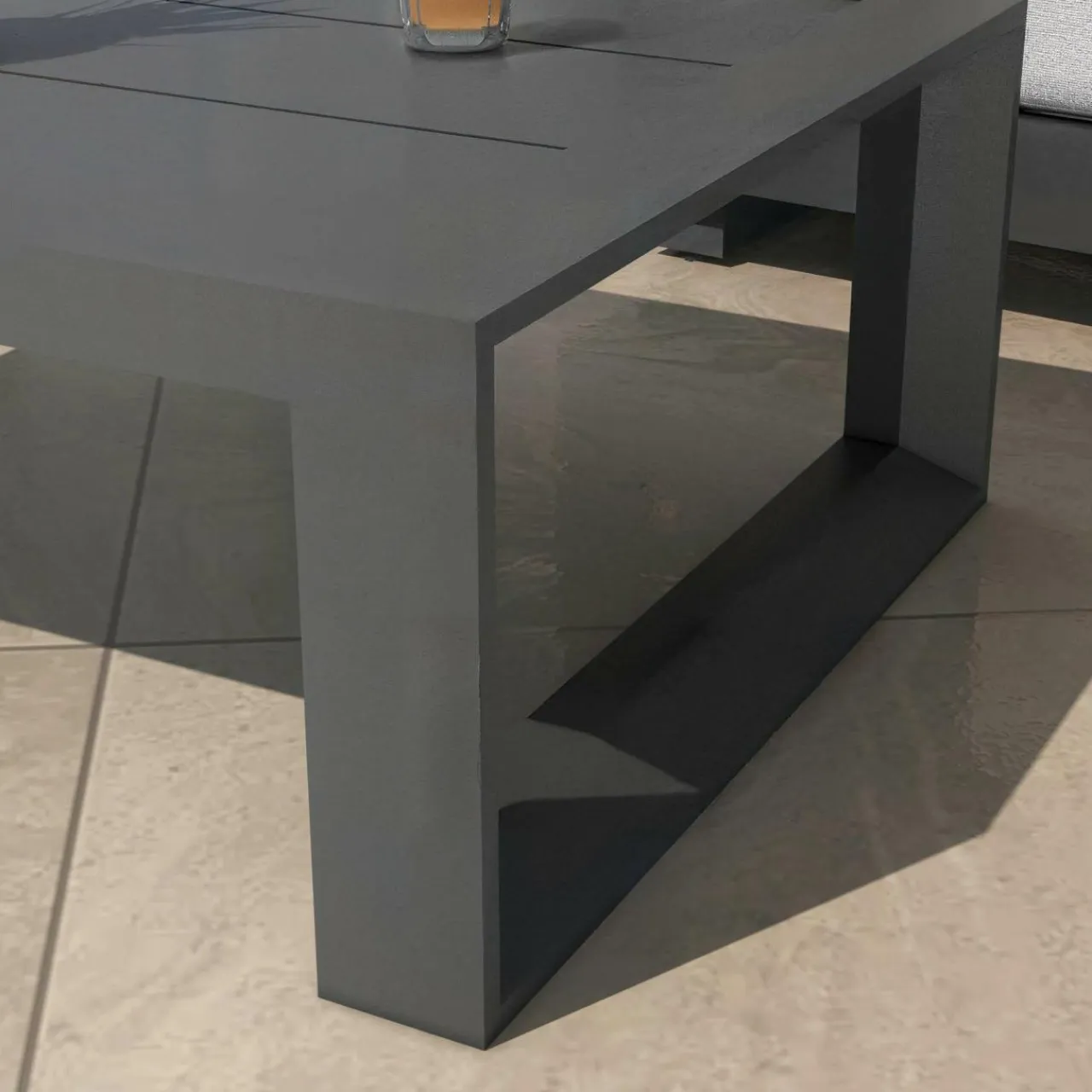MOBELLIA Salon de jardin aluminium 4 places 4 pcs Elba Gris Anthracite New