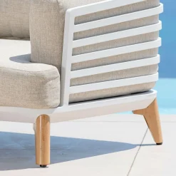 MOBELLIA Salon de jardin aluminium 4 places 5 pcs Monte Carlo Blanc et taupe Blanc - Taupe Clearance