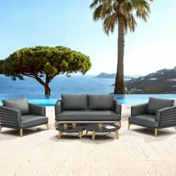 MOBELLIA Salon de jardin aluminium 4 places 5 pcs Monte Carlo Gris Anthracite Clearance