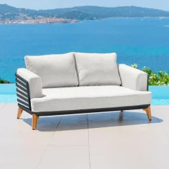 MOBELLIA Salon de jardin aluminium 4 places 5 pcs Monte Carlo Gris anthracite et gris clair Anthracite - Gris Clair Sale