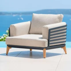MOBELLIA Salon de jardin aluminium 4 places 5 pcs Monte Carlo Gris anthracite et taupe Anthracite - Taupe