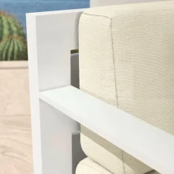 MOBELLIA Salon de jardin aluminium 5 places 4 pcs Elba Blanc et beige Blanc - Beige Online