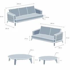 MOBELLIA Salon de jardin aluminium 5 places 4 pcs Monte Carlo Gris anthracite et beige Anthracite - Beige Clearance
