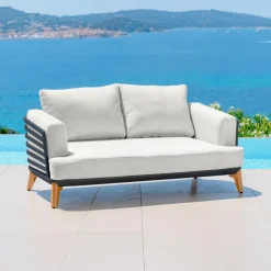 MOBELLIA Salon de jardin aluminium 5 places 4 pcs Monte Carlo Gris anthracite et gris clair Anthracite - Gris Clair New