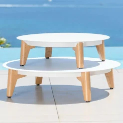 MOBELLIA Salon de jardin aluminium 5 places 5 pcs Monte Carlo Blanc et gris clair Blanc - Gris Clair Discount
