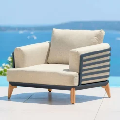MOBELLIA Salon de jardin aluminium 5 places 5 pcs Monte Carlo Gris anthracite et beige Anthracite - Beige