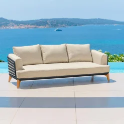 MOBELLIA Salon de jardin aluminium 5 places 5 pcs Monte Carlo Gris anthracite et beige Anthracite - Beige