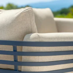 MOBELLIA Salon de jardin aluminium 5 places 5 pcs Monte Carlo Gris anthracite et beige Anthracite - Beige