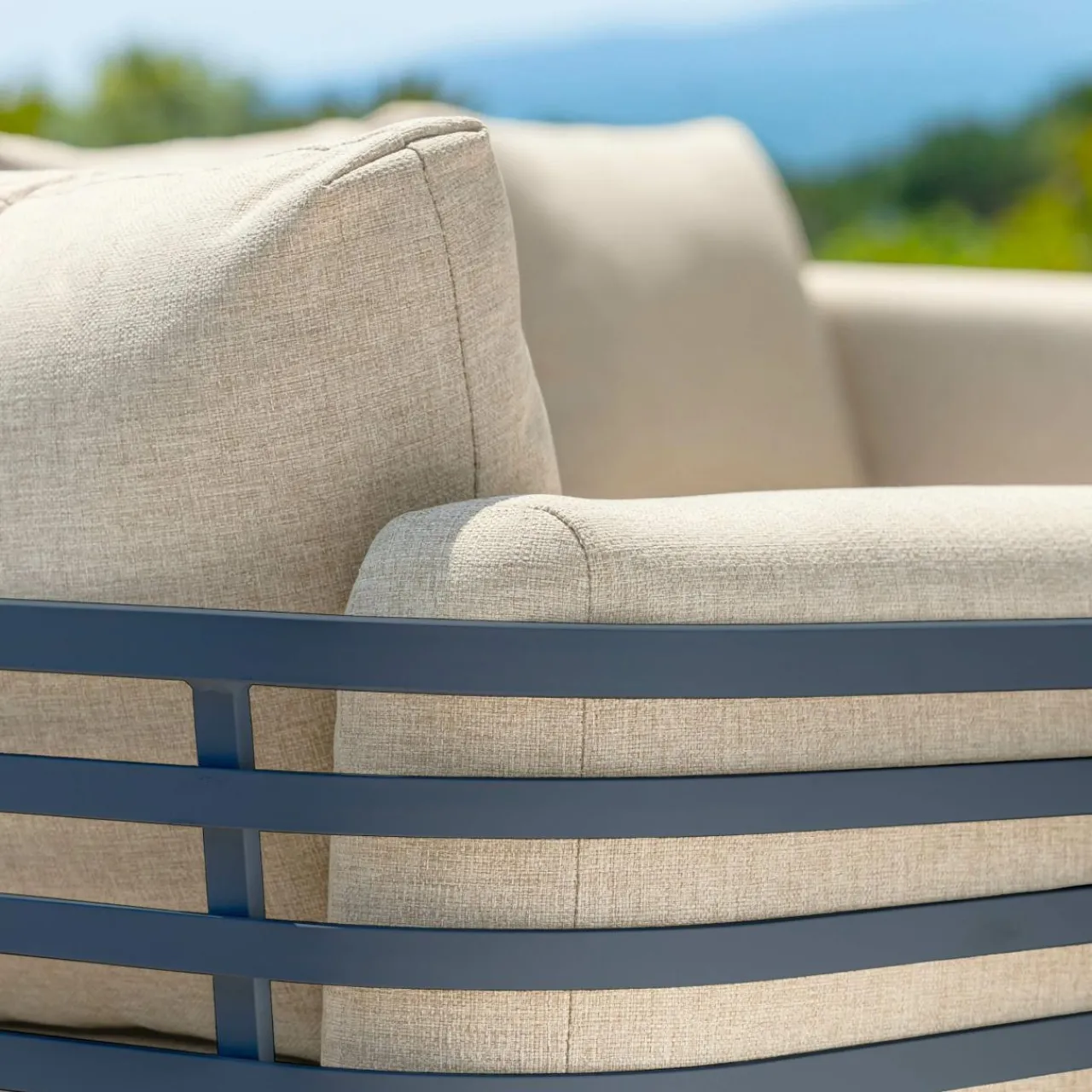 MOBELLIA Salon de jardin aluminium 5 places 5 pcs Monte Carlo Gris anthracite et beige Anthracite - Beige