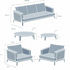 MOBELLIA Salon de jardin aluminium 5 places 5 pcs Monte Carlo Gris anthracite et beige Anthracite - Beige