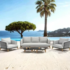 MOBELLIA Salon de jardin aluminium 5 places 5 pcs Monte Carlo Gris anthracite et gris clair Anthracite - Gris Clair Outlet