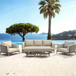 MOBELLIA Salon de jardin aluminium 5 places 5 pcs Monte Carlo Gris anthracite et taupe Anthracite - Taupe Best