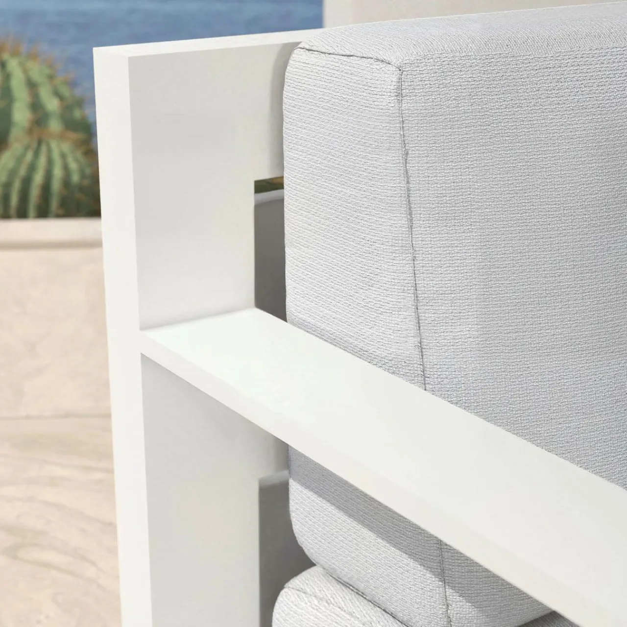 MOBELLIA Salon de jardin aluminium 7 places 5 pcs Elba Blanc et gris clair Blanc - Gris Clair Discount
