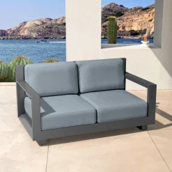 MOBELLIA Salon de jardin aluminium 7 places 5 pcs Elba Gris Anthracite