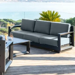 MOBELLIA Salon de jardin aluminium 7 places 5 pcs Elba Gris Anthracite