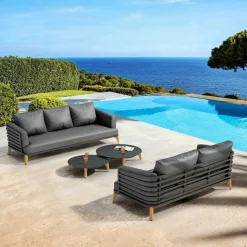 MOBELLIA Salon de jardin aluminium 5 places 4 pcs Monte Carlo Gris Anthracite New
