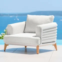 MOBELLIA Salon de jardin aluminium 7 places 6 pcs Monte Carlo Blanc et gris clair Blanc - Gris Clair Online
