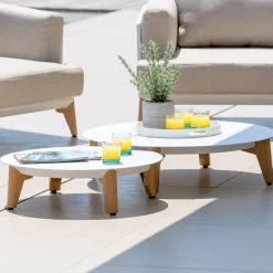 MOBELLIA Salon de jardin aluminium 7 places 6 pcs Monte Carlo Blanc et gris clair Blanc - Gris Clair Online