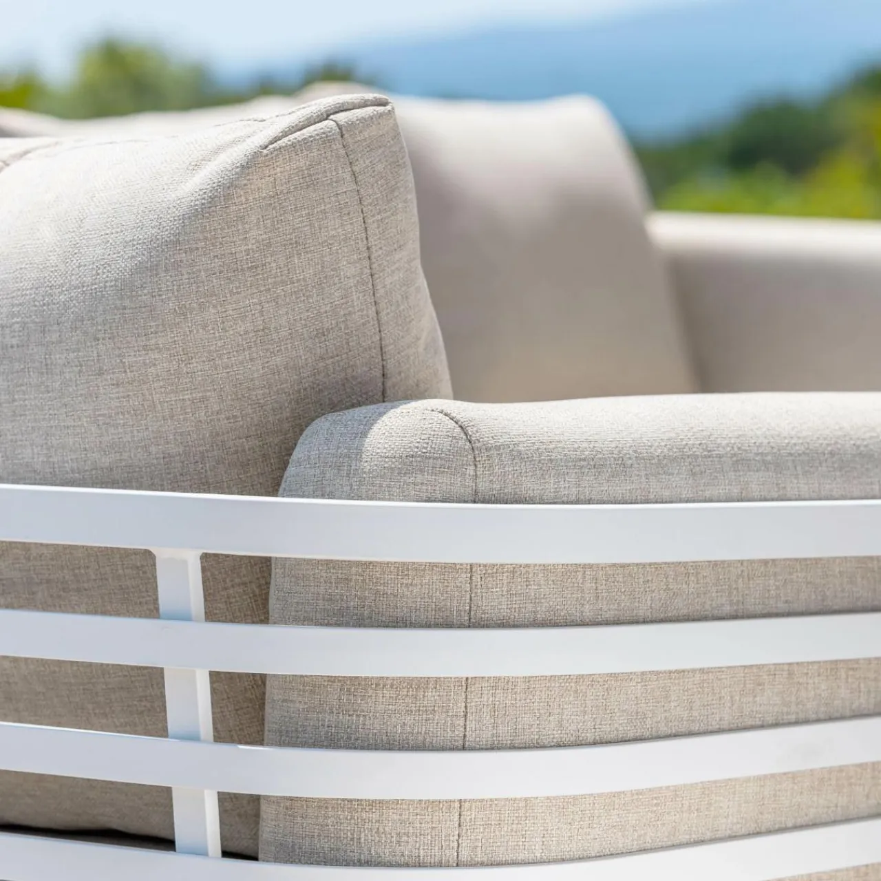 MOBELLIA Salon de jardin aluminium 7 places 6 pcs Monte Carlo Blanc et taupe Blanc - Taupe Best