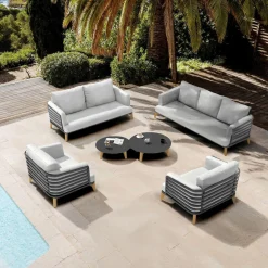 MOBELLIA Salon de jardin aluminium 7 places 6 pcs Monte Carlo Gris anthracite et gris clair Anthracite - Gris Clair Sale