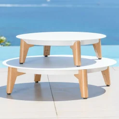 MOBELLIA Salon de jardin aluminium 8 places 6 pcs Monte Carlo Blanc et gris clair Blanc - Gris Clair