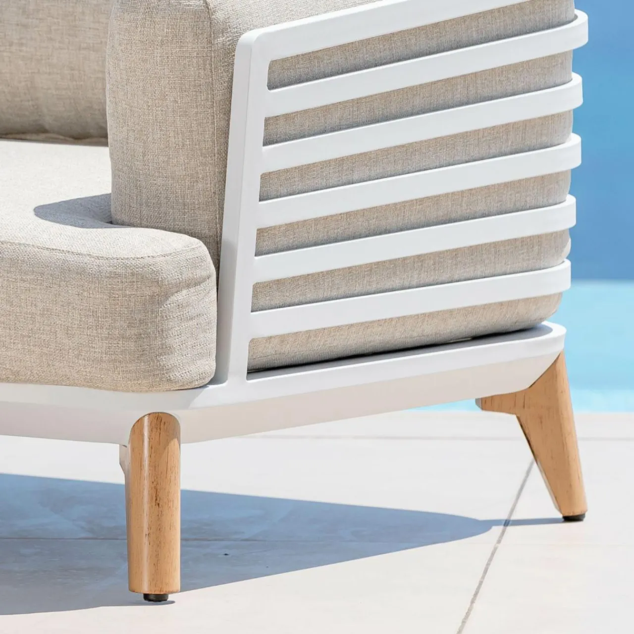 MOBELLIA Salon de jardin aluminium 8 places 6 pcs Monte Carlo Blanc et taupe Blanc - Taupe Best