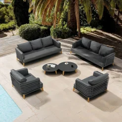 MOBELLIA Salon de jardin aluminium 8 places 6 pcs Monte Carlo Gris Anthracite Hot