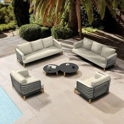 MOBELLIA Salon de jardin aluminium 8 places 6 pcs Monte Carlo Gris anthracite et beige Anthracite - Beige Best