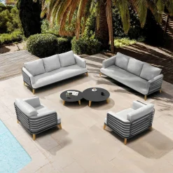 MOBELLIA Salon de jardin aluminium 8 places 6 pcs Monte Carlo Gris anthracite et gris clair Anthracite - Gris Clair