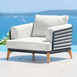 MOBELLIA Salon de jardin aluminium 9 places 12 pcs Monte Carlo Gris anthracite et gris clair Anthracite - Gris Clair