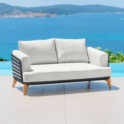 MOBELLIA Salon de jardin aluminium 9 places 12 pcs Monte Carlo Gris anthracite et gris clair Anthracite - Gris Clair