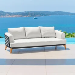 MOBELLIA Salon de jardin aluminium 9 places 12 pcs Monte Carlo Gris anthracite et gris clair Anthracite - Gris Clair