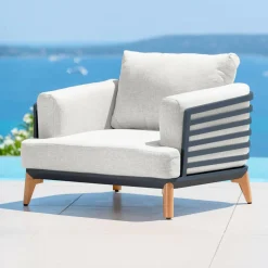MOBELLIA Salon de jardin aluminium 2 places 3 pcs Monte Carlo Gris anthracite et gris clair Anthracite - Gris Clair Sale