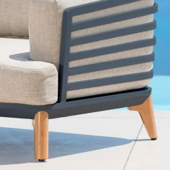 MOBELLIA Salon de jardin aluminium 2 places 3 pcs Monte Carlo Gris anthracite et taupe Anthracite - Taupe Clearance