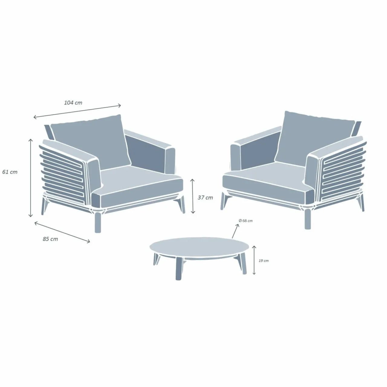 MOBELLIA Salon de jardin aluminium 2 places 3 pcs Monte Carlo Gris anthracite et taupe Anthracite - Taupe Clearance