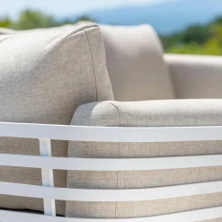 MOBELLIA Salon de jardin aluminium 2 places 3 pcs Monte Carlo Blanc et taupe Blanc - Taupe New