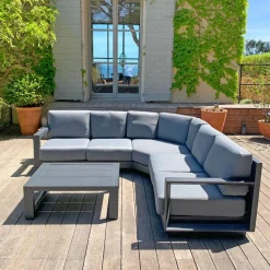 MOBELLIA Salon de jardin d'angle aluminium 5 places Elba Gris Anthracite Online
