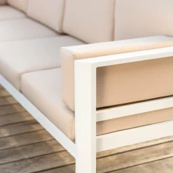 MOBELLIA Salon de jardin d'angle en aluminium 6 places Ostara et taupe Blanc Online