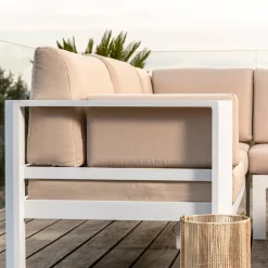 MOBELLIA Salon de jardin d'angle en aluminium 6 places Ostara et taupe Blanc Online