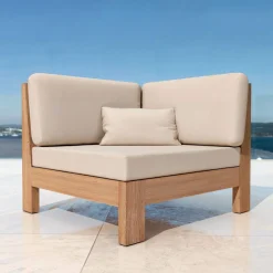 MOBELLIA Salon de jardin d'angle en bois d'acacia 5 places 5 pcs Borneo Sable Discount