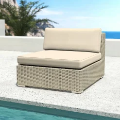 MOBELLIA Salon de jardin d'angle en résine tressée 5 places Palma Gris et beige Tresse Gris - Beige Hot