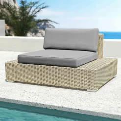 MOBELLIA Salon de jardin d'angle en résine tressée 5 places Palma Gris et anthracite Tressé Gris - Anthracite Discount