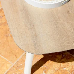 MOBELLIA Salon de jardin en aluminium 5 places 4 pcs Amalfi Blanc et taupe Blanc - Taupe Hot
