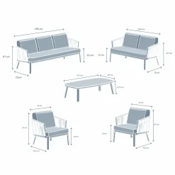 MOBELLIA Salon de jardin en aluminium 7 places 5 pcs Amalfi Gris Anthracite Online