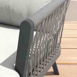 MOBELLIA Salon de jardin en aluminium 4 places 4 pcs Amalfi Gris anthracite et gris clair Anthracite - Gris Clair
