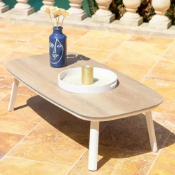 MOBELLIA Salon de jardin en aluminium 5 places 4 pcs Amalfi Blanc et beige Blanc - Beige Best