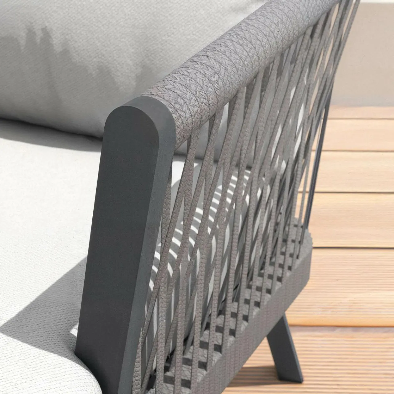 MOBELLIA Salon de jardin en aluminium 5 places 4 pcs Amalfi Gris anthracite et gris clair Anthracite - Gris Clair Sale